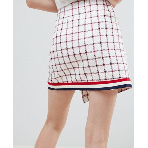 ASOS Design -NEW-Tailored Boucle Check Miniskirt - Picture 3 of 4